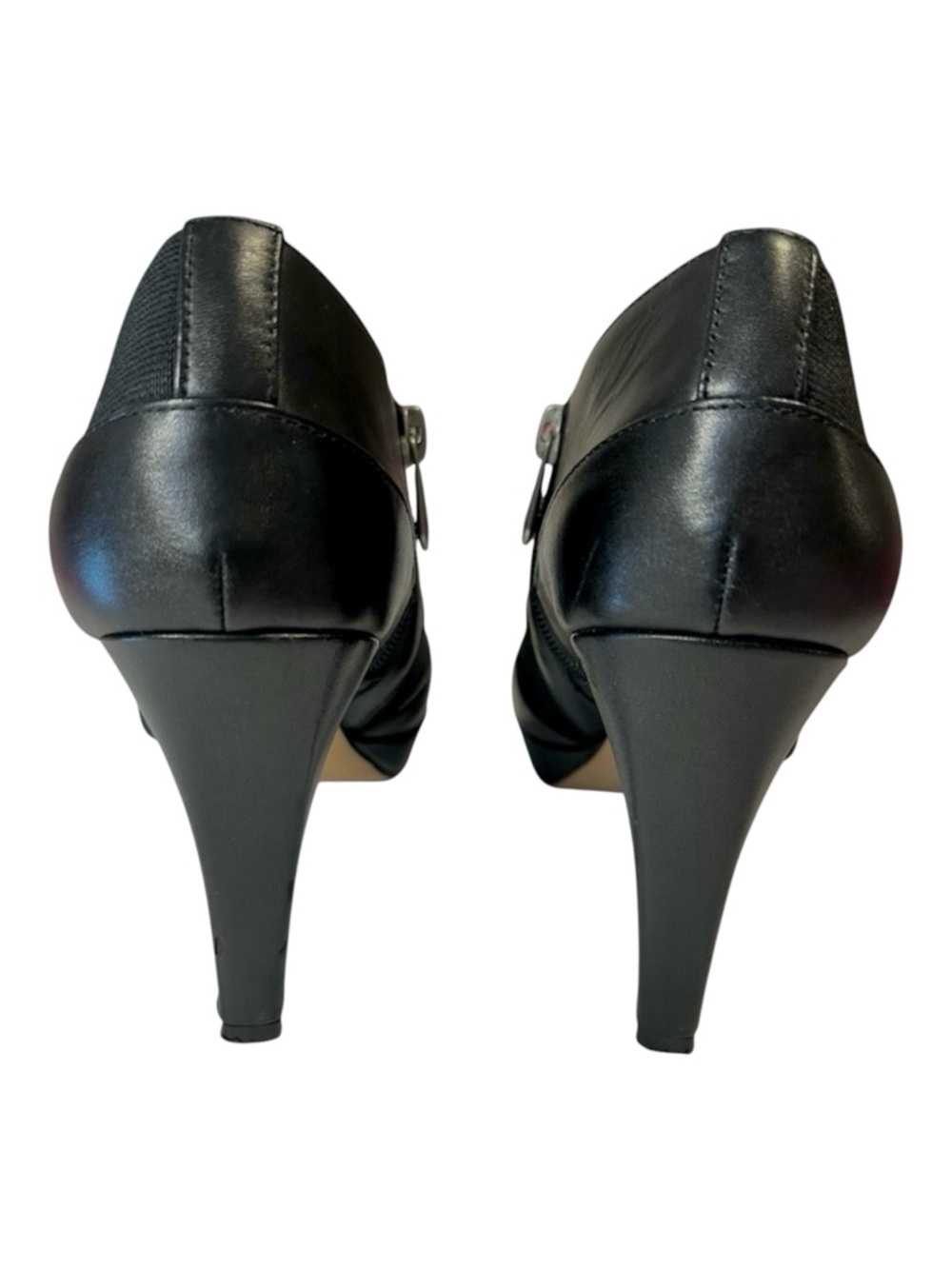 Adrienne Vittadini Black Stretch Panel Ankle Bootie Side zip Heels. Size 8.5 - Picture 5 of 9
